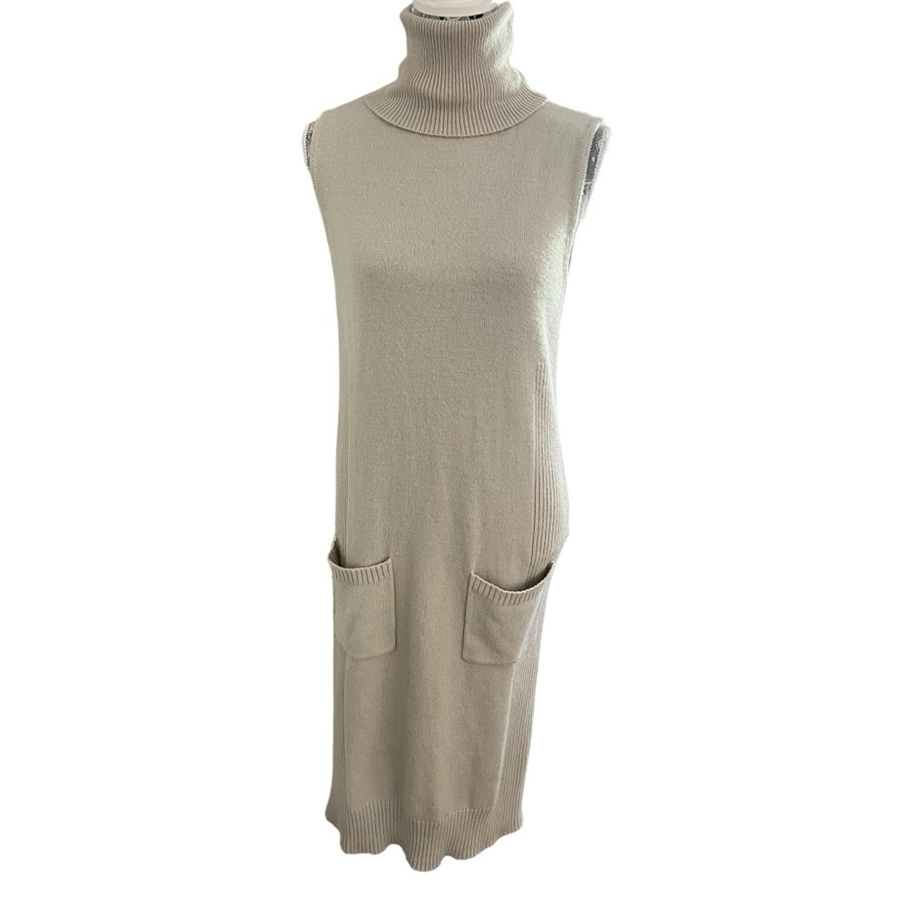 Mustard Seed Turtleneck Sleeveless Taupe Midi Dress Size Small
